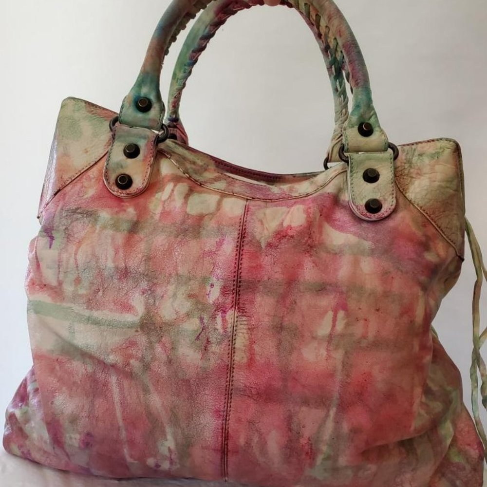 Balenciaga Graffiti Velo giant City bag pink blue red green neo classic work dye - Picture 6 of 14